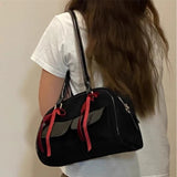 New Women Y2k Aesthetic Bow Shoulder Bags Vintage Casual Streetwear Fashion Handbags Trendy All Match Simple Underarm Bag