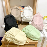 New Simple Solid Color Women Backpack Large Capacity Student Laptop Backpack Cute Girl Leisure Travel School Bags Nylon Book Bag