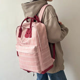 College School Bags Portable Handle Women Laptop Rucksack Plaid Patchwork Book Backpack for Teenage Girls Boys Travel Rucksack