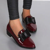 New Women's Loafers Bow Decor Pointed Toe Flat Shoes for Women Patent Leather Shallow Mouth Commuter Daily Casual Shoes