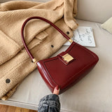 Luxury Brand Pu Leather Solid Color Shoulder Bags For Women  Hit Lock Handbags Small Travel Handbag Lady Fashion Bag