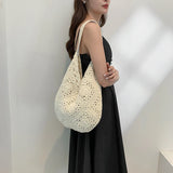 Hollow Out Straw Woven Shoulder Bags Large Capacity Casual Versatile Unique Design Handbags for Women Fashion New Tote