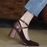 New Vintage Super High Heels Mary Jane Shoes Women Ankle Buckle Platform Pumps Woman Round Toe Chunky Heeled Lolita Shoes