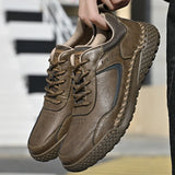 Men's Genuine Leather Casual Shoes Europe America Thick Soled Outdoor Hiking Shoes Massage Soles Men's Sports Shoes