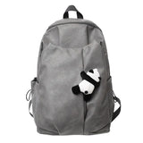 Cute Panda Pendant Women Man Backpack Pu Leather Men's Backpacks Girl Black White Back Pack Laptop Bag Large Capacity Travel Bag