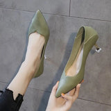 Women's Summer Footwear Formal on Heeled High Heels Black Pumps Shoes for Woman 2024 Green Pointed Toe Chic and Elegant Point