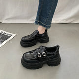 Women's Shoes Platform Female Footwear Round Toe Autumn British Style All-Match Loafers With Fur Oxfords Casual Sneaker Clogs Re