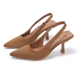 Women Summer Shoes New Fashion Pointed Toe Stiletto Medium Heel High Heels Women Back Empty Toe Sandals Green Women's Shoes