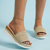 Espadrilles Weaving Wedge Slippers for Women Summer Thick Sole Platform Sandals Woman Lightweight Non Slip Casual Slippers