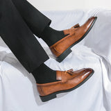Men' shigh quality Brown leather shoes  Leisure Gentleman Comfortable Men's Lefu Shoes Lightweight and Comfortable  fashion