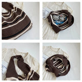 Striped Knitted Women's Bag New Knit Eco Bag Korean Shopper Y2K Crochet Rope Shoulder Bag Female Knitting Handbag Hobo Ins