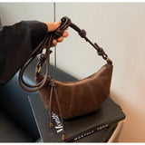 Velvet Material Zipper High Quality Shoulder Bag Solid Color Simple Fashionable Crossbody Bag Soft Western Style Handbag