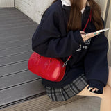 Vintage Red Messenger Bag Women High Street Pu Leather Casual Crossbody Bags Wallet Ladies Retro Y2k Hand Bag Aesthetic