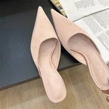 Fashion Concise Pointed Toe Women Slippers Thin Low Heels Casual Party Pumps Summer Slide Mules Shoes