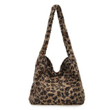 Autumn and Winter Plush Hasp Leopard Print Design Shoulder Bags New Trendy Commuting Large Capacity Crossbody Bags