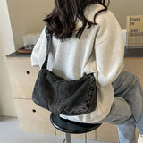 Hot Selling Casual Sewing Thread Zipper Denim Women's Crossbody Bag Fashionable and Versatile Large Capacity Shoulder Bag