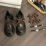 Womens Derby Shoes British Style Female Footwear All-Match Autumn Black Flats Loafers With Fur Leather Preppy Dress On Heels Win