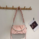 Pure Color Beauty Summer New Pleated Cloud Sleeve Bag High-end Light Luxury Women's Crossbody Bag