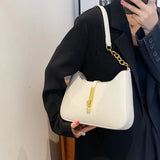 Underarm Shoulder Bags For Women Trend Designer PU Leather Half Moon Armpit Ladies Handbags And Purse Black White