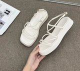 Summer New Brand Women Sandal Fashion Narrow Band Gladiator Shoes Platform Flats Heel Open Toe Dress Pumps Shoe