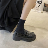 Platform Ladies Pumps Moccasins Kawaii Loafers Women's Shoes Cute Black on Offer Korean Style Comfortable and Elegant