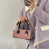 Fashion Women's Lock Cylinder Shoulder Bag Matte Leather Female Pillow Crossbody Bags Cute Pink Ladies Small Clutch Handbags