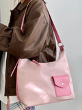 Sweet Pink Y2k Girls Tote Bags Fashion Large Capacity Women's Shoulder Bag Simple Cute Female Handbags Purse Crossbody Bag