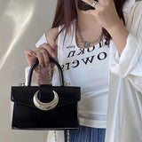 Casual Korean Style Handbag Solid Color Pu Leather Chain Fashion Shoulder Bag Spring Classic Vintage Crossbody Bag