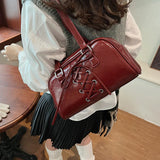 Y2k Red Handbag Purse for Women Girls Aesthetic Japanese Shoulder Bag Faux Leather Tote Bag PU Underarm Top Handle Clutch Bag