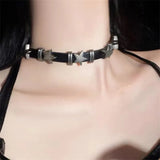 Punk Goth Harajuku Collar Necklace PU Leather Neck Choker For Women Men Jewelry Cool Stuff Couple Y2K Accessories Hot Wholesale