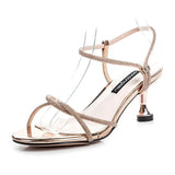 Ladies Shoes Silver Sandals for Women One Word Footwear Rhinestones Summer Diamond Open Toe with Medium Heels Designer H F