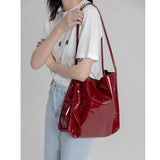 Fashion Patent Leather Women Shoulder Bags Vintage Female Casual Tote Handbags Large Capacity Ladies Shopping Bag