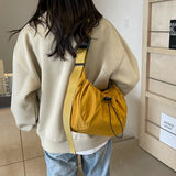 Pleated Solid Color Female Shoulder Bag Popular Trendy Casual Shopping Refined Large Capacity Crossbody Bag Student Commuter Bag