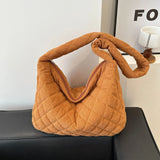 Classic Solid Color Corduroy Soft Autumn Crossbody Bag Lightweight Fashion Women Hobo Bag Student Commuter Fine Shoulder Bag
