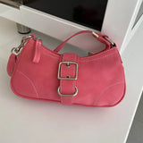 Fashion Design Women's Shoulder Crossbody Bags Vintage Rose Red Ladies Chain Underarm Bag Female Girls Clutch Purse Handbags