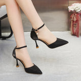 Fashion Solid Color High Heels Women's Summer New Girl Net Red Sexy One Word Buckle Casual Comfortable Shoes Women