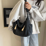 Retro Canvas Underarm Hobo Bag Women Shoulder Crossbody Bag New Commuting Versatile Simple Tote Bag