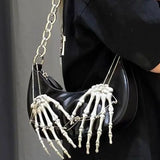 Harajuku Gothic Shoulder Bag Y2K Sweet Cool Girls Skull Dumpling Crossbody Messenger Bag Women Chain Hand Bone Handbags