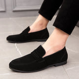 Men Dress Shoes Loafers Suede Pointed Toe Low Heel Fashion Business Casual Breathable Wedding Daily Dress Shoes Zapatos Hombre