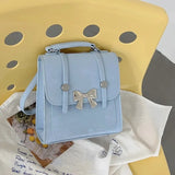 Pink Womens Backpack Elegant Bow Korean Fashion College Style Small Backpack Exquisite Casual Luxury Designer Female Bag