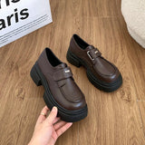 Women Shoes Autumn Round Toe Black Flats Loafers With Fur Casual Female Sneakers Ladies' Footwear Oxfords Clogs Platform Fall Cr