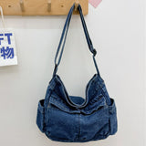 Denim Vintage Messenger Bag Retro Jeans Tote Bag Large Capacity Women Casual Satchel Bag Fashion Shoulder Bag New Handbag