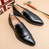 New Men Loafers Leather Shoes Formal Elegant Dress Shoe Simple Slip On Man Casual Footwear Original Pointed Boos Moccasins