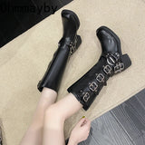 Autumn Winter Women Knee High Boots Fashion Ladies Belt Buckle Knight Long Boots Women's Square Heel Shoes