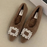 Women Shoes Autumn Modis Loafers Fur Female Footwear Pointed Toe Casual Sneaker Fall New Comfortable Winter Dress Moccasin