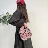 Leopard Print Women's Plush Shoulder Bag Luxury Faux Fur Ladies Chain Crossbody Bags Winter Vintage Female Furry Purse Handbags