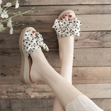 Sandals Wedge Heel Shoes for Women White Woman Slippers Outside Slides with Bow Summer Sale Casual Non Slip Vip Waterproof