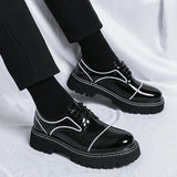 Leather shoes men office casual high platform leather shoes patent male harajuku streetwear korean vintage wedding shoe