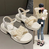 Outdoor Chunky Ladies Shoes Block Heel Sandals for Women Summer Thick Footwear Pearl Daily on Offer Wholesale Designer H F