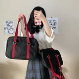 JK Uniform Handbag Preppy Style Canvas Shoulder Bags for Women Japanese Solid Large Capacity Bags Harajuku Bolso Mujer